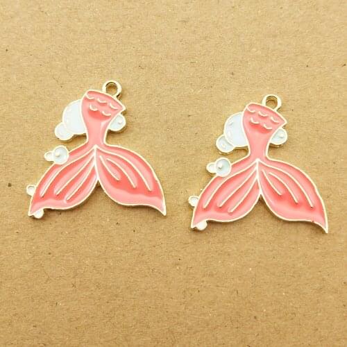 10pcs 22x25mm enamel fish tail charm for jewelry making and crafting fashion earring pendant necklace bracelet charm