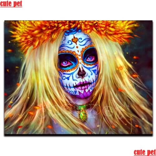 Full square round drill Crystal Paintings Halloween makeup girl Diamond Embroidery 5d Diy diamond painting Diamond Mosaic gift
