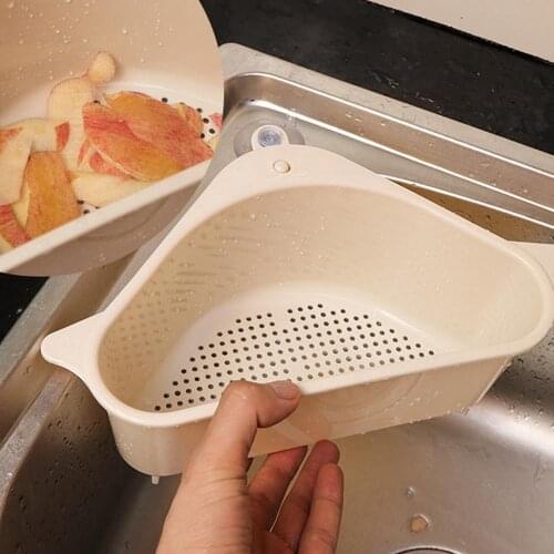 PP Triangle Sink Strainer Kitchen Tools Drain Basket Hanging Storage Holder Basket Kitchen All-round Hollow Triangle Sink Filter