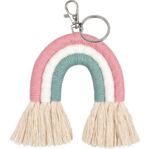 Rainbow Wind Chimes Cotton Rope Tassel Ornaments Simplicity Pastoral Style Bedroom Room Household Decoration Wall Hanging