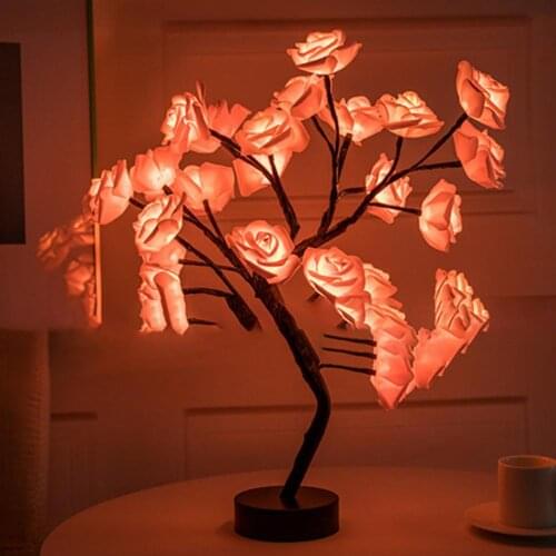 Romantic Tree Lamp Decorative LED Rose Flower Tree Light Ambient Light for Parties
