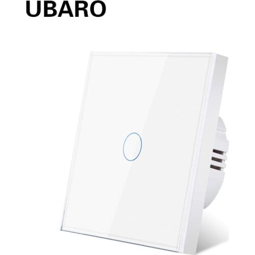 UBARO EU/UK 86 Type Luxury Crystal Glass Panel Wall Touch Switch Power Interrupteur Mural on off Switch 1/2/3 Gang AC 100-240V