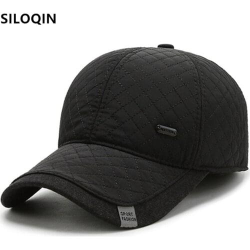 SILOQIN Snapback Cap Middle-aged Mens Winter Hat Warm Baseball Cap Earmuffs Hat Bone Adjustable Size Men Thickened Sports Caps