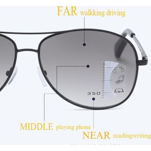Driving Sun Multi-focus Progressive Reading Glasses Unisex Anti-Blue light Near-far dual-purpose Outdoor Sports Eyewear 1.25