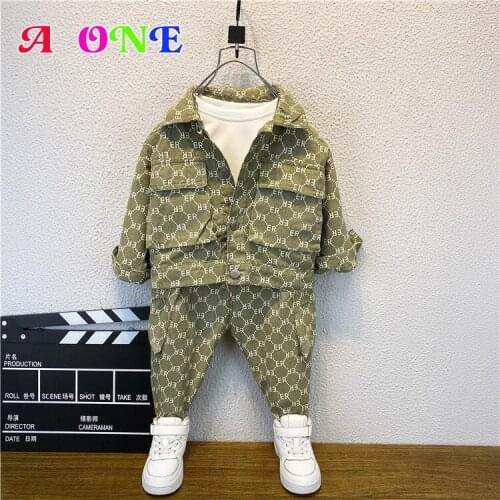 Spring Autumn boys clothes baby set kids outfit fashion letter Outing clothing 2T to 10 Yrs