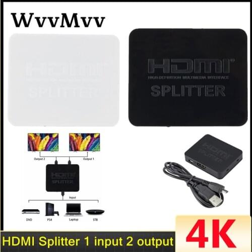WVVMVV Full HD 1080p HDCP 4K Splitter Switch Switcher 1X2 Split Amplifier Dual Display For DVD For PS3 HDTV 1 in 2 Out