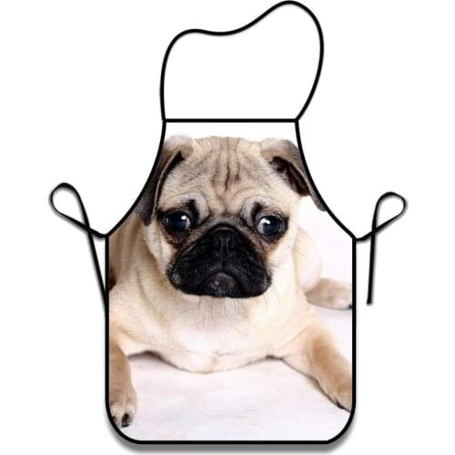 Funny Pug Animals Apron for Kitchen BBQ Barbecue Cooking Grilling Tailgate