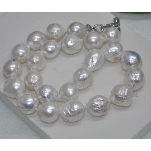 AAA 12x15MM REAL HUGE SOUTH SEA WHITE BAROQUE PEARL NECKLACE 18