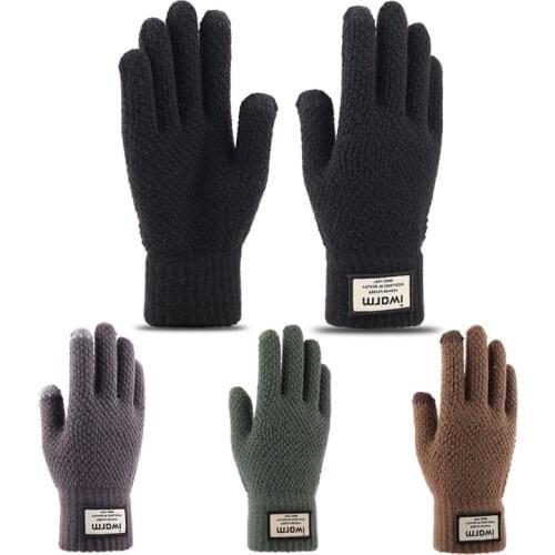 Winter Men Knitted Gloves Touch Screen High Quality Male Mitten Thicken Warm Wool Cashmere Solid Men Business Gloves Autumn