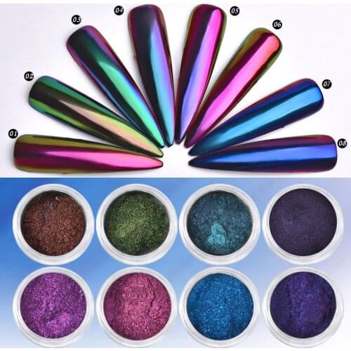 1 Box 0.3g Chameleon Mirror Nail Glitters Powder DIY Nail Chrome Pigment Dust Manicure Nail Art Decoration Tools