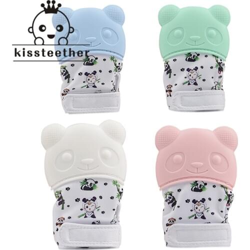 1pcs Silicone Panda Golves Baby Teether Nursing Accessories Soft Breathable Fabric Colorful Visually Silicone Teether