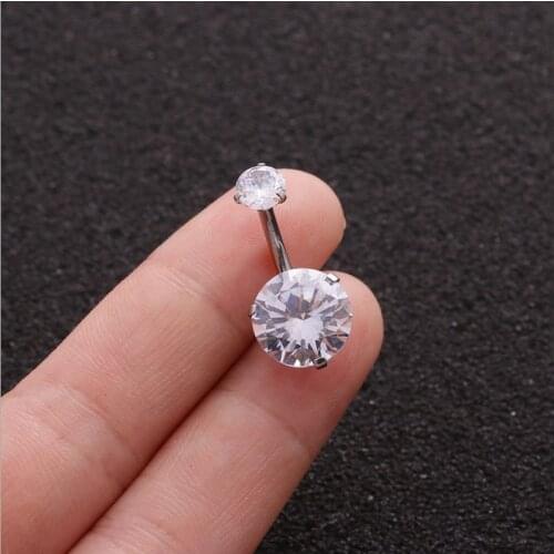2Pcs Zircon Navel Nail Stainless Steel Double Head Simple for women Fashion Body Piercing Jewelry