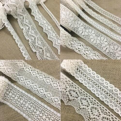 2Yards1cm-6cm Beige White Lace Webbing Cotton Ribbon for Handmade DIY Craft Christmas Easter Marriage Deco Gift Floral Packing