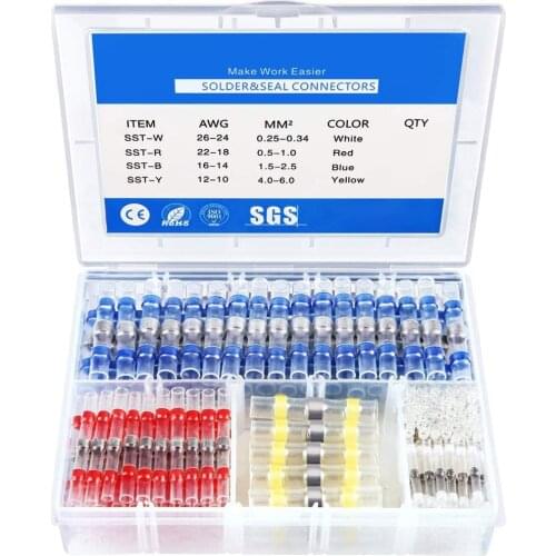 250/100Pcs Solder Seal Wire Connectors - Heat Shrink Solder Butt Connectors - Solder Connector Kit - Automotive Marine Insulated