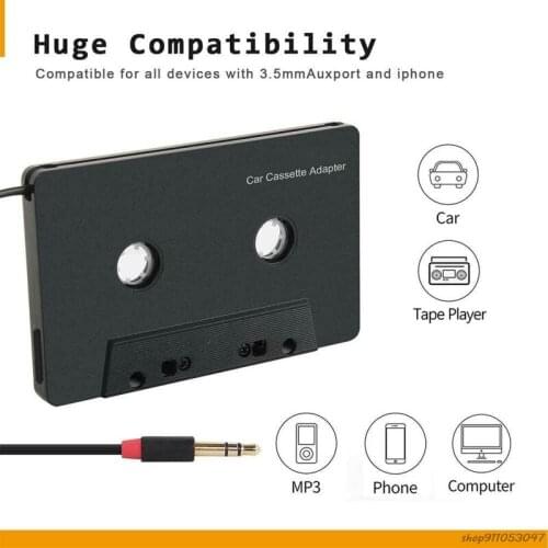 3.5mm Four Channel Anti-Tangled Mini ABS Stereo Input Cassette Adapter Car Audio-For i-phone For Type-c Interface Phone Dropship