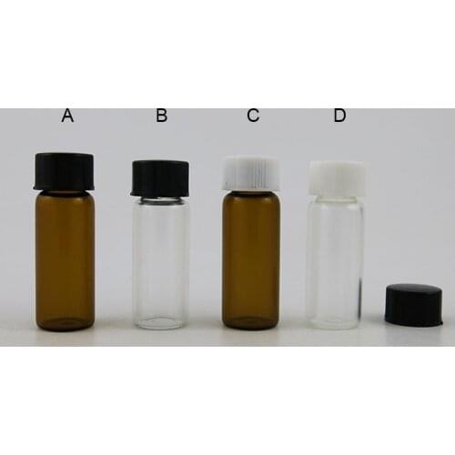 360 x 5ml Refillable Travel Amber Glass Bottle With Black Cap For Essential Oil 5cc Transparent Sample Glass Vials