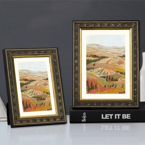 6/7/10 Inch Retro American Carved Solid Wood Photo Frame Living Room Ornaments