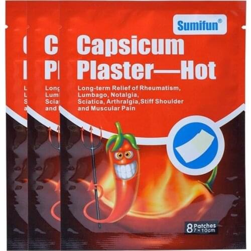 8pcs/bag Capsicum Plaster Body Back Neck Muscle Warming Heating Hot Pain Relief Patch Arthritis Rheumatoid Joint Pain Killer