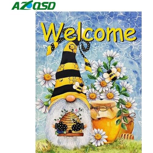 AZQSD 5D Diamond Painting Daisy Welcome Cross Stitch Handicraft Diamond Art Embroidery Flower Mosaic Rhinestones Home Decor