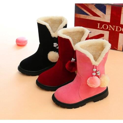 Boots 2020 autumn and winter new girls boots children toddler children warm red princess snow boots baby Christmas shoes