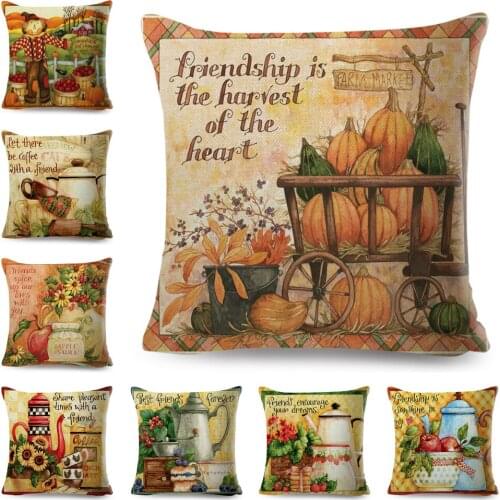 Watercolor Cartoon Flower Teapot Pillow Case Decor Plant Leaf Teacup Cushion Cover for Sofa Home Polyester Pillowcase 45x45cm