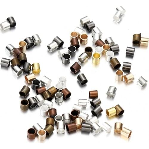 500Pcs/lot 1.5 2.0 2.5mm Alloy Zinc Cylinder Round Crimp Beads Tube Ends Spacer Bead Cord Tip Wire Connectors For Jewelry Making