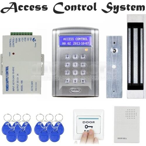 DIYSECUR Door Bell 125KHz Rfid Card Reader Keypad Door Access Control Security System Kit + 180Kg Electric Magnetic Lock BC200