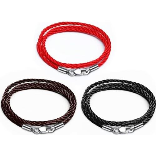 2mm 3mm Cotton Rope Long Necklaces & Pendant Charms Findings Diy Stainless Steel Lobster Clasp String Cord Choker 40/50/60/70CM