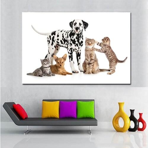 Dog Mother and Her Children Oil Painting Decorative Painting Inkjet Canvas Cats Animal Print Boston Terrier Wall Painting Art