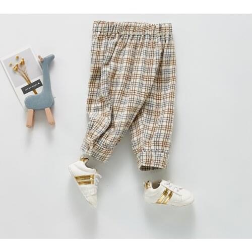Baby Boys Plaid Pants Cotton Infant Girls Casual Pants 2021 Spring Autumn New Fashion Toddler Kids Trousers Children Clothing