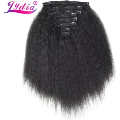 Lydia 8Pcs/set 18 Clips In Hair Hairpieces 16-20 Inch Kinky Straight Long Synthetic Heat Resistant Hair Extensions Bundles