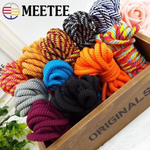 Meetee 15meters 8mm Polyester Twisted Cords Hand Decoration Woven Rope DIY Gift Packaging Double ColorTwine Cord Accessories