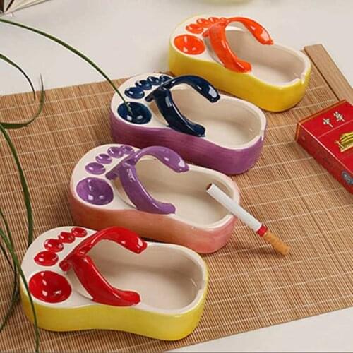 Cute Slippers Ashtray Home Creative Ceramic Ashtray Leisure Bar Decorative Ashtray Crafts Ornaments