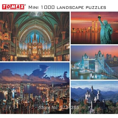 Mini Jigsaw Picture Puzzles 1000 Pieces Landscape Educational Toys for Adults Children Kids Games Gifts 2020