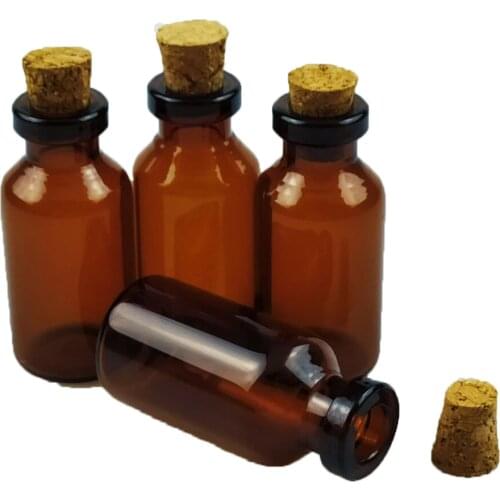 18*40*7mm 5ml Mini Brown Glass Jars with Cork Empty Tiny Glass Jars Gift 5ml Glass Bottles Vials 100pcs Free Shipping