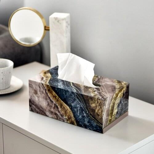 Marble Tissue Box Removable Rectangle Container Tissue Box Nice Storage Modern Creative Servilletero Tissue Boxes BG50TB