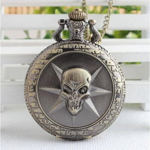 Vintage Bronze Animation cartoon Crossing the line of fire students and men gift Necklace pocket watches gift