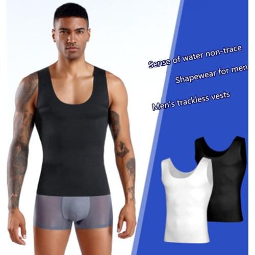 Mens High quality High Elasticity Breathable Strong Comfortable singlet Tuck in and tuck back toning vest