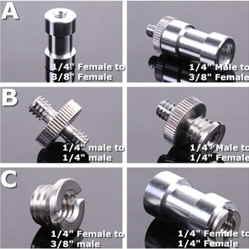 10sets 3 in 1 metal 1/4" 3/8" Screw 3/8" Spigot Stud Convert Adapter Kit for SLR Camera Tripod