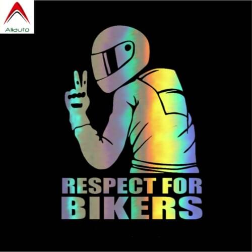 Aliauto Fashion Car Sticker Respect for Bikers Auto Styling Laser Vinyl Decal Cover Scratch for Motorcycle Honda Smart,19cm*14cm