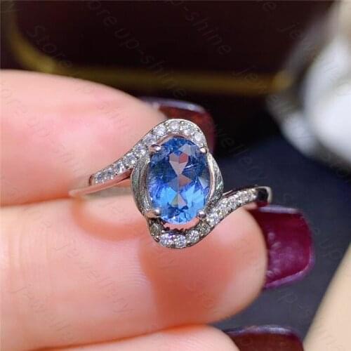 Natural Topaz Silver Ringss 925 Sterling Silver Ring Fine Jewelry Gift For Women Lady Girls