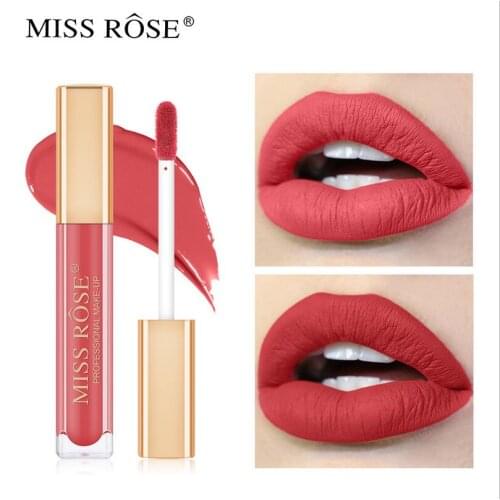 MISS ROSE New Lip Stick Matte Lip Gloss Lipstick Waterproof Long Lasting Moisturizing Non Stick Cup Lip Tint Korean Makeup T1052
