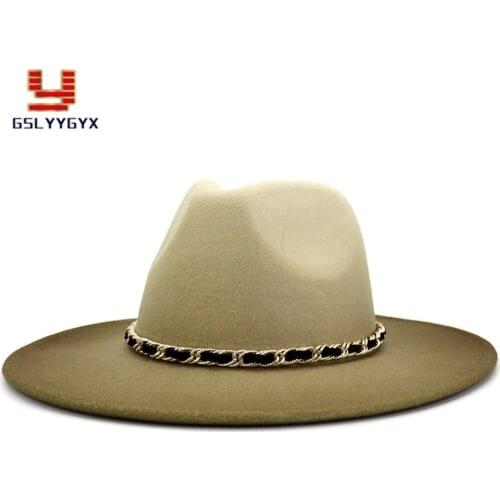 New Fashion European American British Classic Men Women Spray Painted Jazz Panama Woolen Fedora Hat with Wide Brim