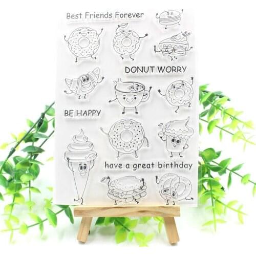 Lovely Donuts Transparent Clear Silicone Stamps for DIY Scrapbooking/Card Making/Kids Fun Decoration Supply