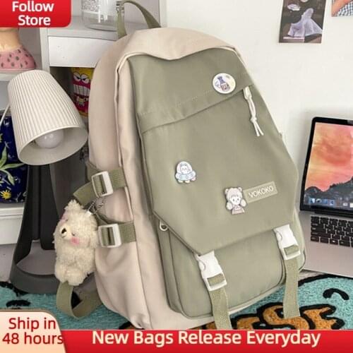 High Quality School Backpck for Teenage Girls Large Capacity Shoulder Bag Patchwork for Women Casual Fashion Nylon Backpacks