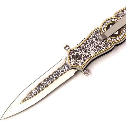 High Quality Folding Knife 5CR15MOV Blade Steel Pocket Knife Titanium Handle Quick Open Camping Knife with Waist Clip