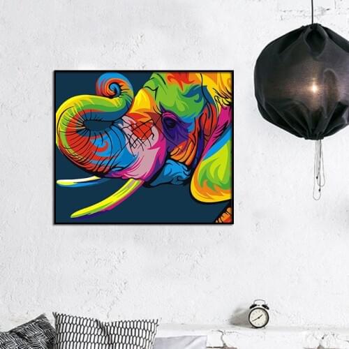 Elephant Digital Oil Painting By Numbers Canvas Wall Picture DIY Hand Painted U2JC