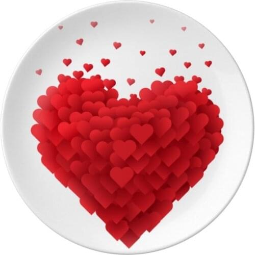Shaped Red Hearts Valentines Day Dessert Plate Decorative Porcelain 8 inch Dinner Home