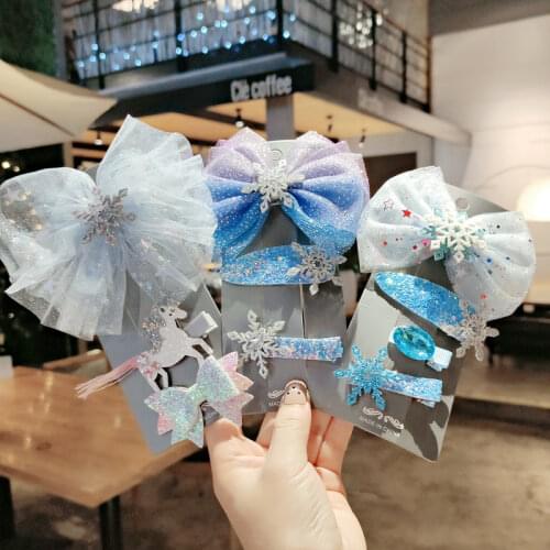 Childrens Ice and Snow Fashion Korean Hairpins Cute Bangs Clip Hair Accessories for Little Girls