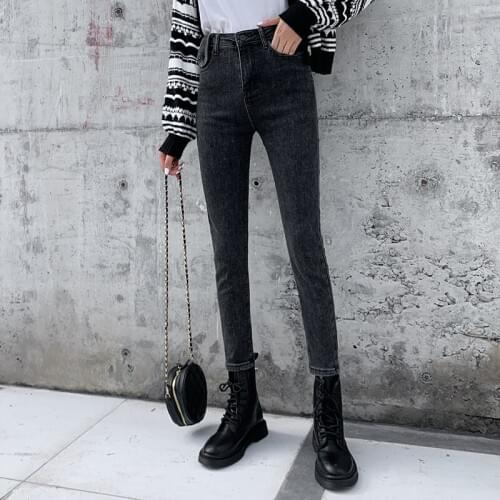 Stretch High Waist Jeans Women 2020 New Skinny Slim Fashion Washed Denim Pencil Pants Plastic Waist Lifting Ninth Pants